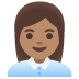 👩🏽‍💼 woman office worker: medium skin tone display on Google